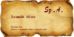 Szamák Alex névjegykártya